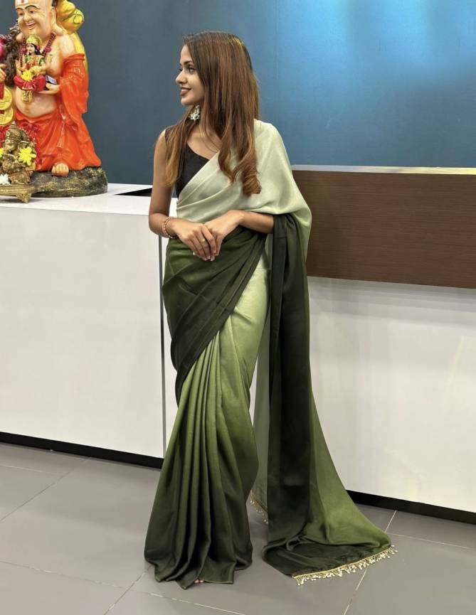 DAC Tassles Designer Chinon Silk Party Wear Readymade Sarees Wholesale Market In Surat